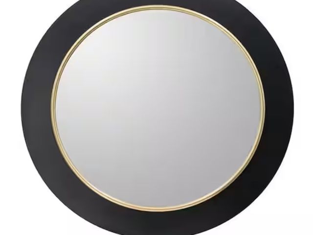 Lot 96-197511 - HomeRoots 31.5 in. W x 31.5 in. H Wood Black Vanity Mirror MSRP $358.81 New