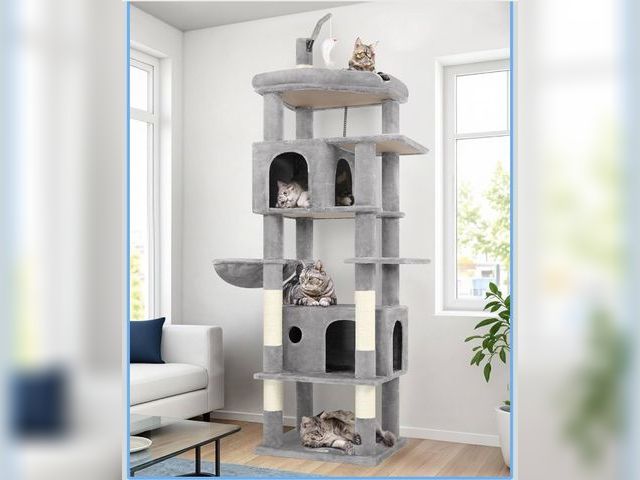 Lot 96-173526 - Globlazer Large Cat Tree Tower, Tall Cat Tree Condos for Indoor Cats Large Adult Cat Climbing Tower ...