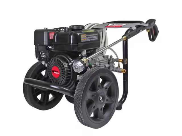 Lot 96-166619 - Powerwasher
3400 PSI 2.5 GPM Cold Water Gas Pressure Washer with 195cc Engine and Soap Tank
MSRP $35...