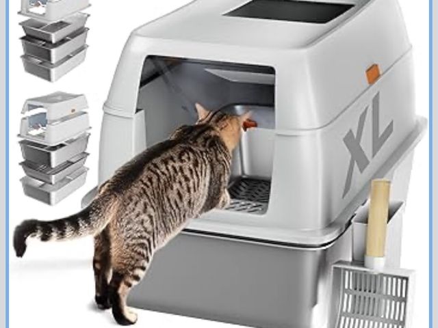 Lot 96-210205 - Tom &amp; Sora Creations Stainless Steel Sifting Litter Box, Sifting Cat Litter Box for Pine Pellets...