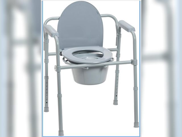 Lot 96-211204 - Drive Medical Folding Steel Bedside Commode Chair - Portable 3-in-1 Toilet Solution - Adjustable Hei...
