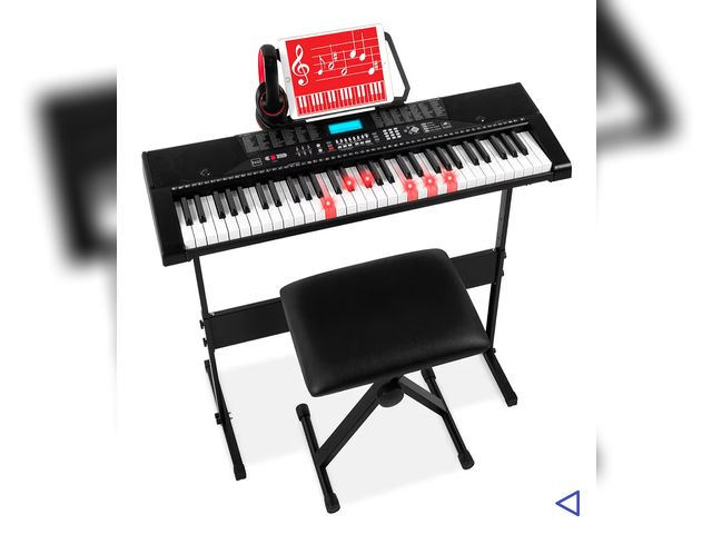 Lot 96-183908 - Best Choice Products 61-Key Beginners Complete Electronic Keyboard Piano Set w/Lighted Keys, LCD Scr...