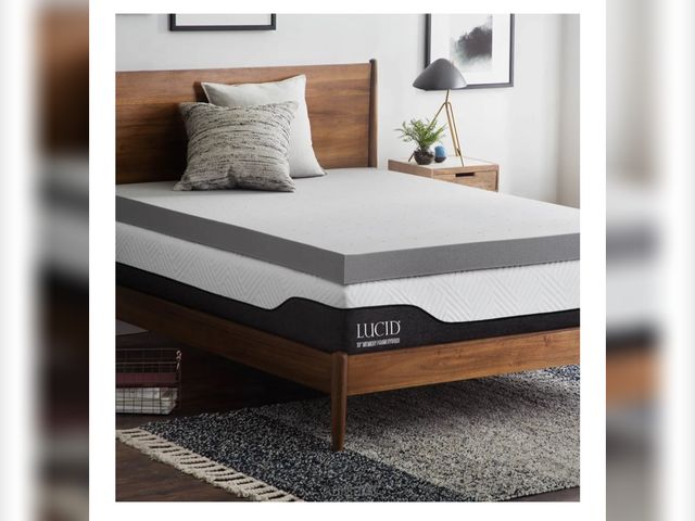 Lot 96-172406 - Lucid 4 Inch Bamboo Infused Memory Foam Mattress Topper – Cooling Ventilation – Pressure Relieving B...