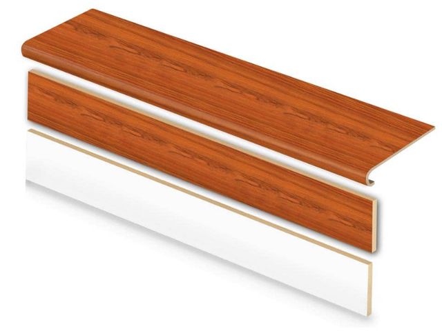 Lot 96-191365 - 2 Pack of Cap A Tread Paradise Jatoba 47 in. L X 12.15 in. W x 1.69 in. T Laminate Stair Tread and R...