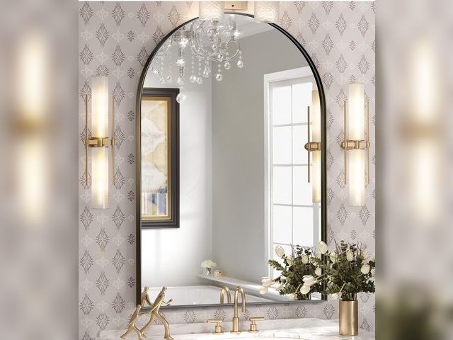Lot 96-214011 - Brightify Arched Mirror, Arched Wall Mirror, 24 x 36 Inch Black Arch Mirror, Metal Frame Black Bathr...