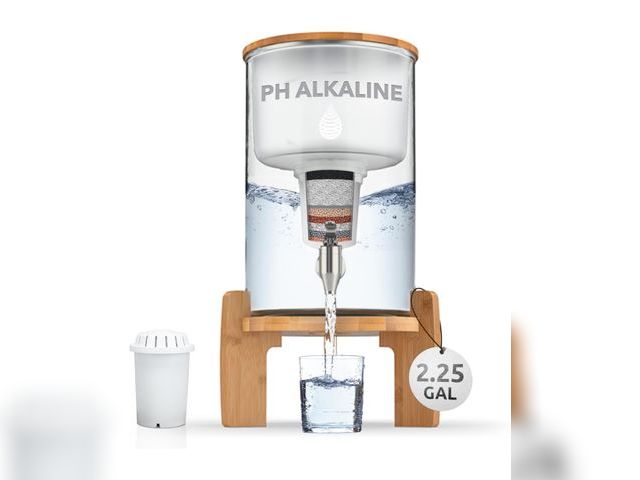Lot 96-178971 - pH Recharge Glass Alkaline Water Filter Dispenser - Countertop Water Filter System - Purifier Pitche...