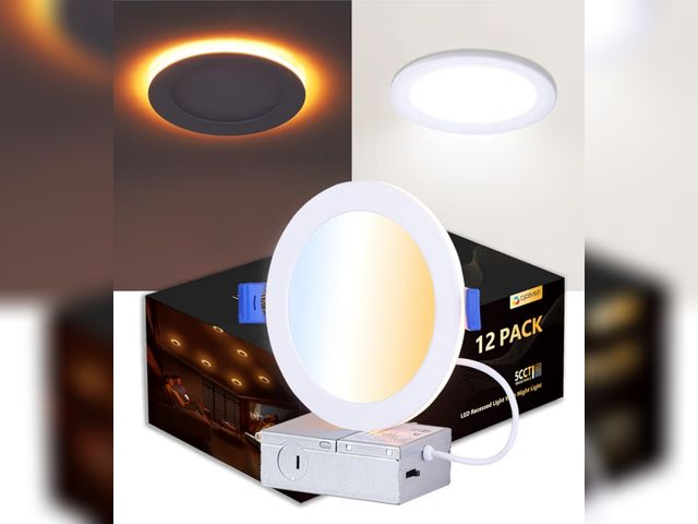 Lot 96-177458 - CycevSun 12 Pack 6 Inch LED Recessed Lighting with Night Light - Canless Ultra Thin Wafer Downlight ...
