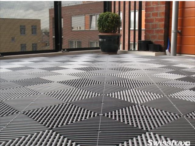 Lot 96-211572 - Swisstrax Ribtrax PRO Interlocking Garage Floor Tiles, 15.75 x 15.75-Inch, Pearl Grey, 24 Piece Set ...