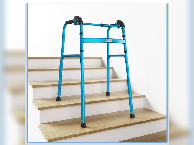 Lot 96-172540 - Foldable Stair Climbing Walker for Seniors,Adjustable 4-Leg Height Safety and Convenience Blue
new
M...