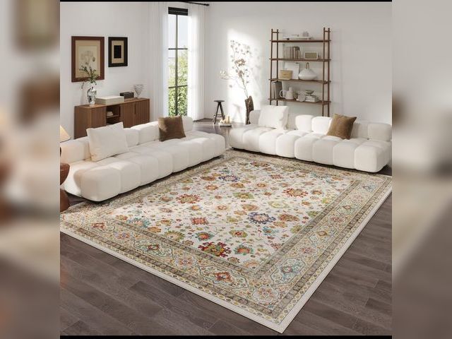 Lot 96-187993 - Rugcomf Area Rugs 8x10 for Living Room Clearance, Machine Washable Boho Rug, Non Slip Vintage Low Pi...