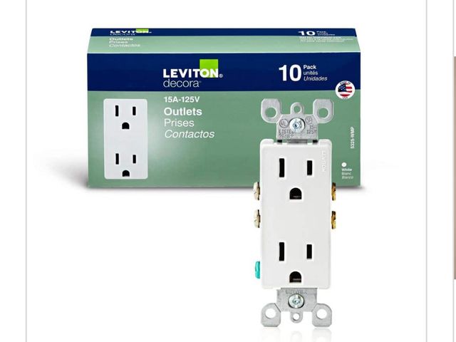 Lot 96-162924 - Leviton Decora 15 Amp 125 V Duplex Outlet/Receptacle, White (10-
Pack) 5325-WMP Unused