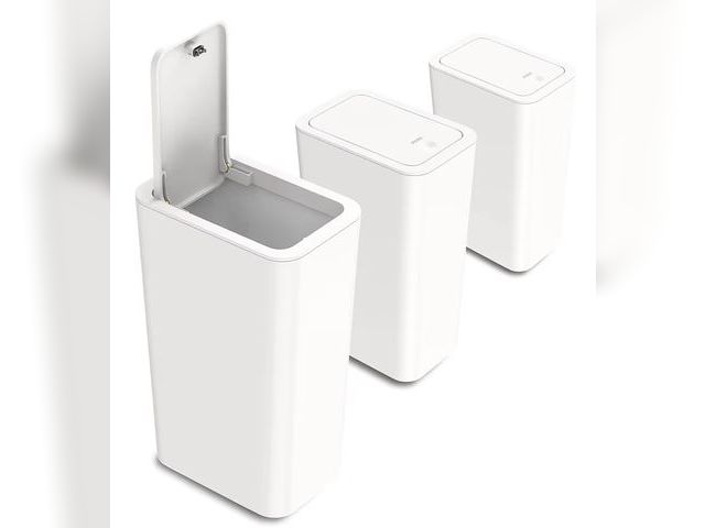 Lot 96-186623 - N. NETDOT 3 Pack 10L / 2.6 Gallon Small Trash Can with Lid, Bathroom Garbage Can with Pop-Up Lid, Wa...