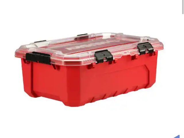 Lot 96-227244 - NO LID Husky 12-Gal. Professional Heavy Duty Waterproof Stackable Plastic Storage Container New but ...