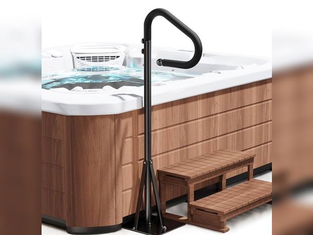 Lot 96-211215 - Hot Tub Handrail Side Safety Rail – 360° Swivel Spa Grab Bar, Heavy-Duty Powder-Coated Steel Assist ...