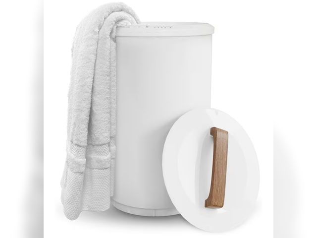 Lot 96-186626 - SAMEAT Heated Towel Warmers for Bathroom - Large Towel Warmer Bucket, Wood Handle, Auto Shut Off, Fi...