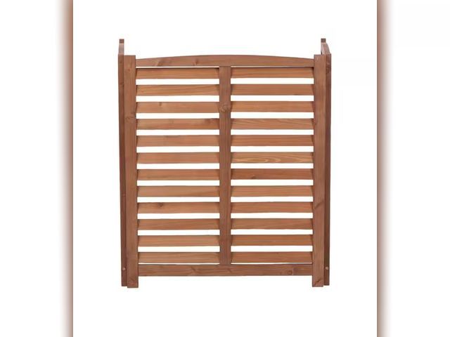 Lot 96-157005 - BTMWAY
38 in. Louver Brown Solid Wood Outdoor Garden Fence, 3 Panels Privacy Fence Screen to Hide Tr...
