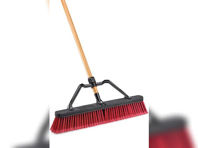 Lot 96-174239 - LIBMAN 827 Push Broom with Hard Polymer Support Brace, 24", Medium-Duty Bristles, 
New
handle damage...