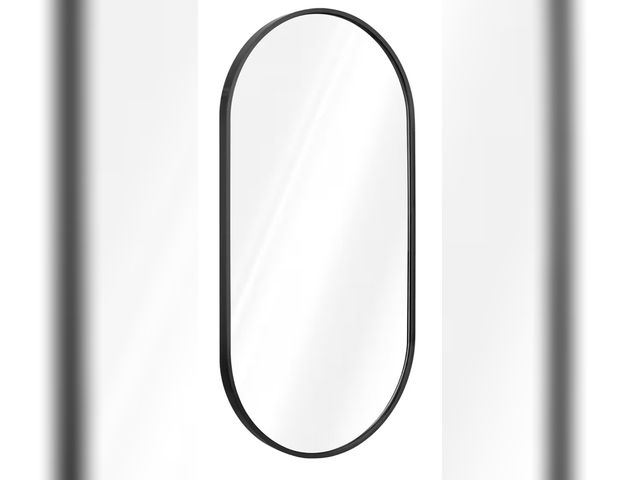 Lot 96-177749 - Navaris Oval Wall Mirror - 29.5" x 15" - Wall Mounted Hanging Mirror with Black Rustproof Aluminum F...