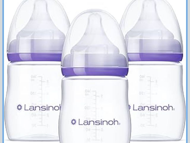 Lot 96-190919 - Lansinoh Anti-Colic Baby Bottles for Breastfeeding Babies, 5 Ounces, 3 Count, Includes 3 Slow Flow N...