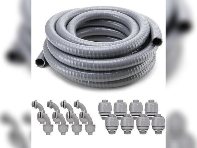 Lot 96-211735 - DWALE Liquid-Tight Conduit and Connector Kit, Flexible Non Metallic Liquid Tight Electrical Conduit,...