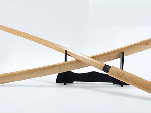 Lot 96-177385 - Handmade Bamboo Katana with Stand - Perfect for Cosplay, Practice, Training, Gifts, and Collectibles...