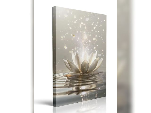 Lot 96-187407 - Zen Meditation Lotus Floral Canvas Wall Art Framed Plant Flower Picture Wall Decor Inspirational Pri...