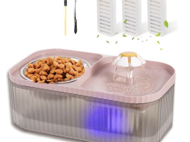 Lot 96-230777 - Marchul Cat Water Fountain and Stainless Steel Food Bowl, 100oz/3L Super Quiet Automatic Pet Water D...