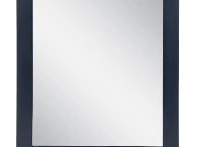 Lot 96-191456 - 26 in. W x 31 in. H Rectangular Wood Framed Wall Bathroom Vanity Mirror in Blue
New