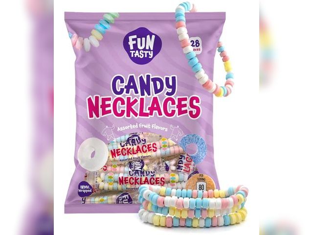 Lot 96-173329 - Funtasty Candy Necklaces - 21 Ounce Bag (28 Count) - Party Favors - Fruit Flavors - Individually Wra...