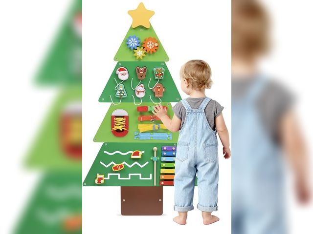 Lot 96-194064 - Wooden Tree Montessori Wall Busy Board, Sensory Wall Panel for Kids, Toddler Interactive Learning To...