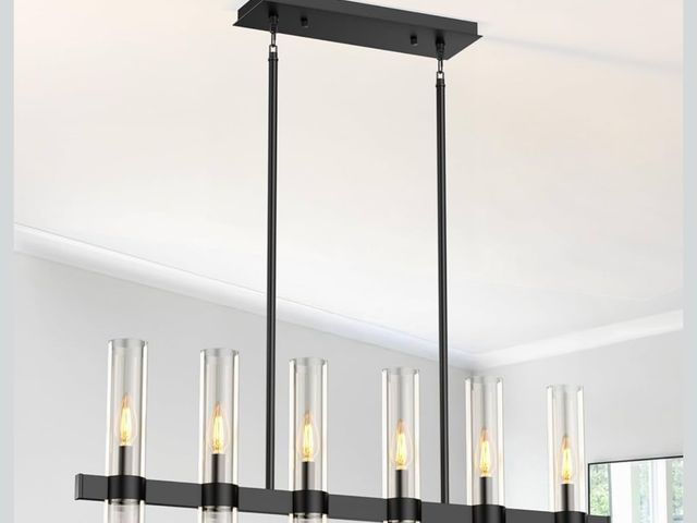 Lot 96-180379 - Island Lights for Kitchen,6-Light Modern Farmhouse Chandeliers for Dining Room,Large Linear Pendant ...