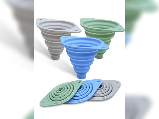 Lot 96-181493 - Kitchen Funnel Set 3 Pack,Funnels for Kitchen Use Filling Bottles,Silicone Funnel Collapsible,Small ...