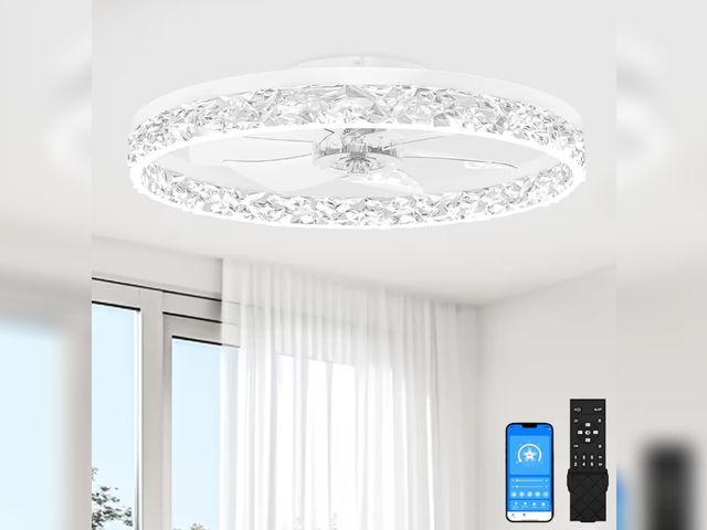 Lot 96-226755 - VOLISUN Fandelier Ceiling Fans with Light, 23.6in Low Profile Ceiling Fan with Light and Remote, 300...
