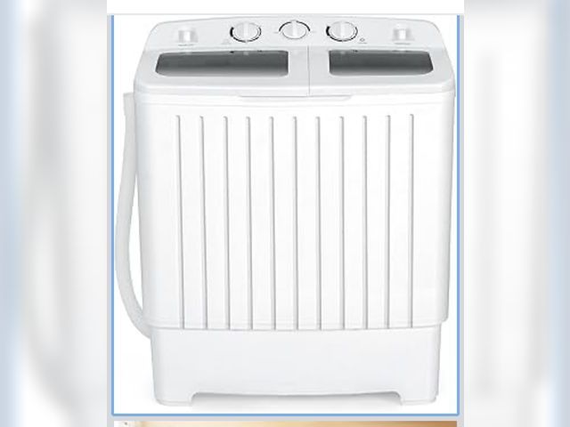 Lot 96-198326 - COSTWAY Portable Washing Machine, Twin Tub 20 Lbs Capacity, Compact Laundry Washer(12 Lbs) and Spinn...
