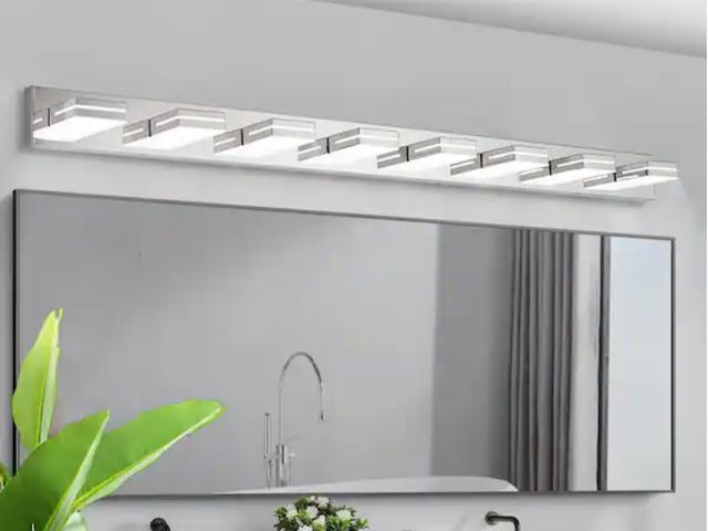 Lot 96-174284 - Sunpez
63 in. W 8 Light LED Vanity Light Chrome Wall Sconce Dimmable Light Fixture for Bathroom Mirr...