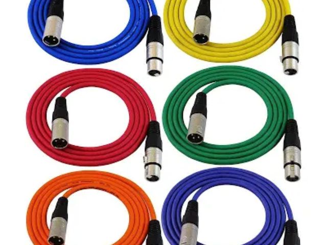 Lot 96-147637 - GLS Audio 6ft Patch Cable Cords - XLR Male to XLR Female Color Cables - 6' Balanced Snake Cord - 6 P...