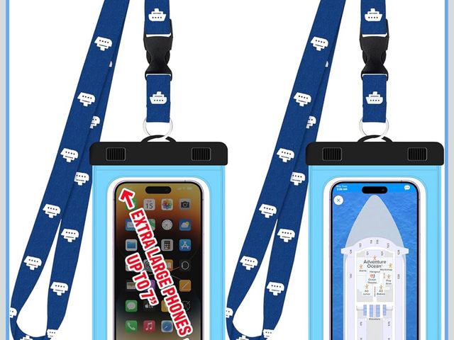 Lot 96-192159 - Cruise On Lanyards Waterproof Phone Pouch w/Touch Screen, Extra Large Dry Case for 7” Phones (iPhone...