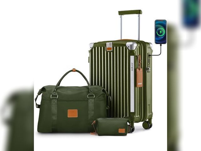 Lot 96-180541 - Joyway 20in Carry On Luggage with Cup Holder and USB Port, 25% Expandable Capacity, Smart Suitcase w...