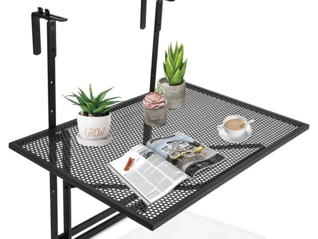Lot 96-192477 - Costway Folding Hanging Table Adjustable Balcony Railing Table Patio Deck Black
New