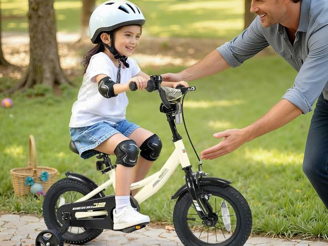 Lot 96-197645 - COSTWAY Kids Bike, 12 Inch Toddler Bicycle with Removable Training Wheels, Dual Brakes, Adjustable S...