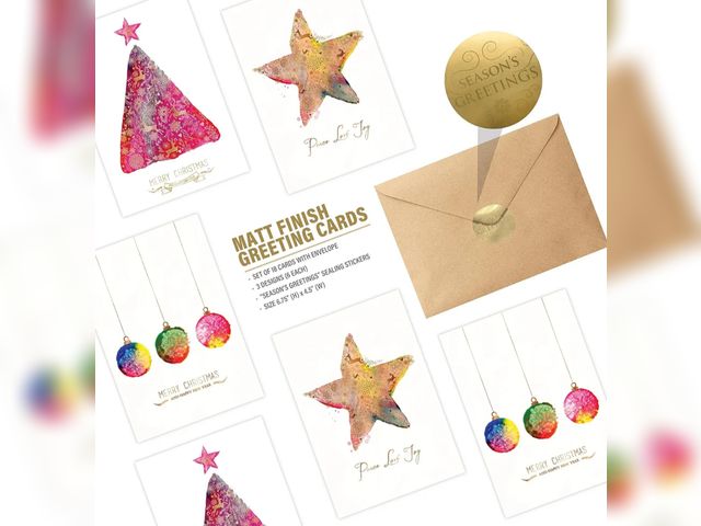 Lot 96-194171 - Box of 28 sets of easykart labels 16 Christmas Cards Assortment with Envelopes, 4.5 x 6.75 Inch Chri...