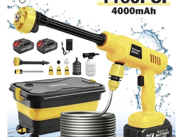 Lot 96-230686 - BAOKALER 1160PSI Pressure Washer with Foldable Water Container, 4.0Ah Dual Batteries, 6-in-1 Adjusta...