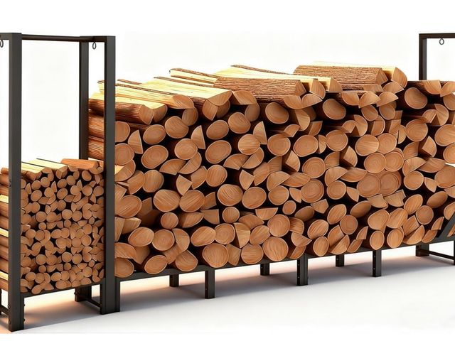 Lot 96-191107 - 8ft Large Firewood Rack Outdoor, Heavy Duty Metal Wood Rack with Kindling Storage - For Indoor &amp;...