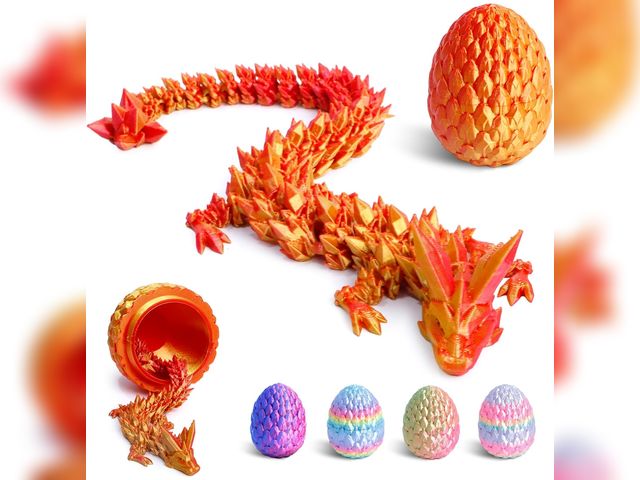Lot 96-192921 - Flavery 3D Printed Dragon Egg - 12 inch Dragon in Gemstone Egg, Easter Basket Stuffers, Flexible Fid...