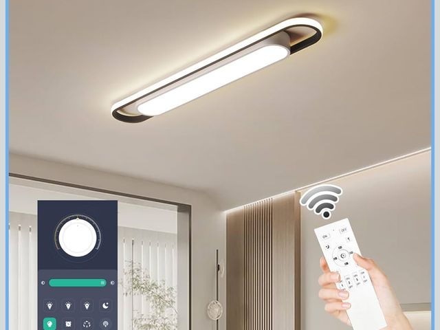 Lot 96-179930 - Dimmable LED Ceiling Light Modern Linear LED Ceiling Lamp 36.2" Smart Semi Flush Mount Wraparound Sh...