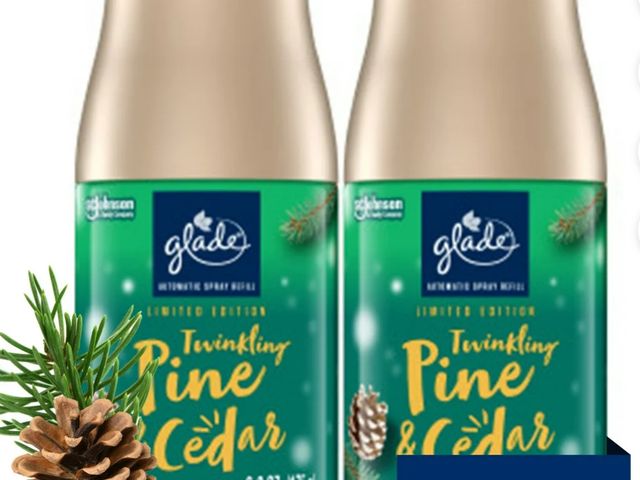 Lot 96-166477 - Glade Automatic Spray Refills, Air Freshener, Twinkling Pine &amp; Cedar, Fragrance Infused with Ess...