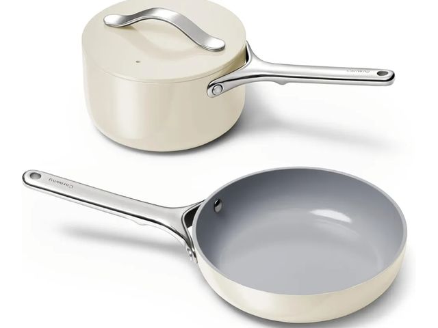 Lot 96-166277 - Caraway Mini Cookware Set - Non-Stick Ceramic Fry Pan (1.05 qt, 8") Sauce Pan (1.75 qt) &amp; Storag...