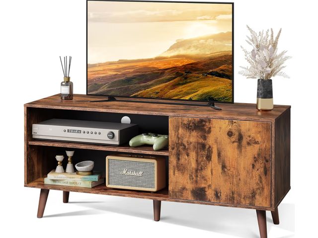 Lot 96-177446 - WLIVE TV Stand for 55 Inch TVs, Entertainment Center with Storage Cabinet, Mid-Century TV Stands for...