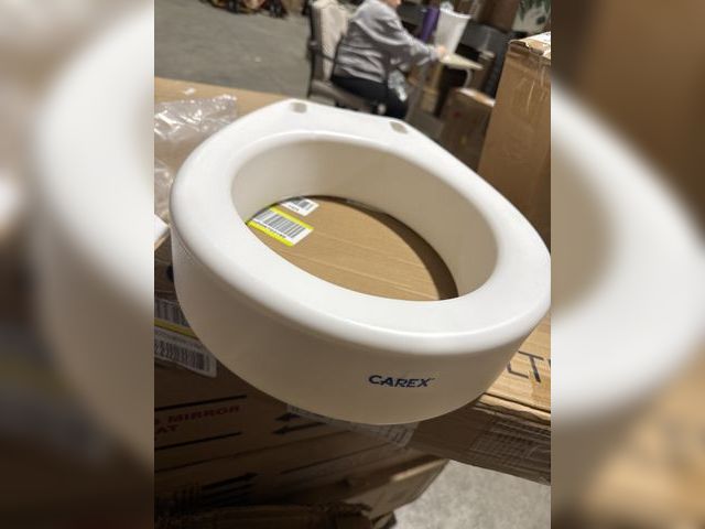 Lot 96-179939 - Carex Toilet Seat Riser, ERound Raised Toilet Seat Adds 3.5 inches to Toilet Height, for Assistance ...
