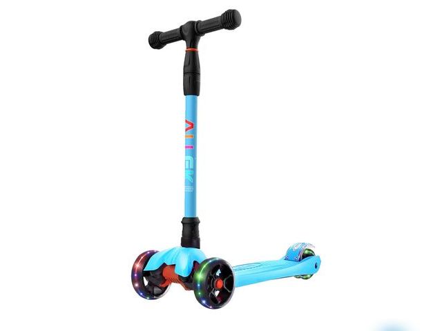 Lot 96-178056 - Allek Kick Scooter B02, Lean 'N Glide Scooter with Extra Wide PU Light-Up Wheels and 4 Adjustable He...
